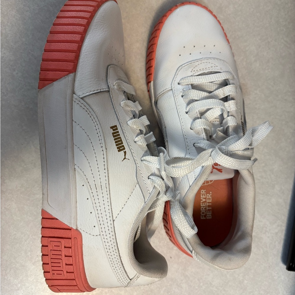 Puma White and Coral Sneakers